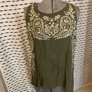 Green Embroidered Tank